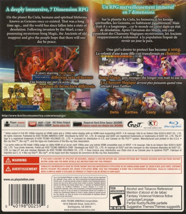 Ar nosurge: Ode to an Unborn Star - (PS3) PlayStation 3 [Pre-Owned] Video Games Koei Tecmo Games   