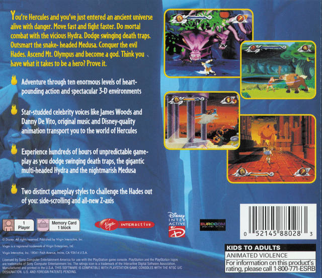 Disney's Hercules Action Game - (PS1) PlayStation 1 [Pre-Owned] Video Games Virgin Interactive   