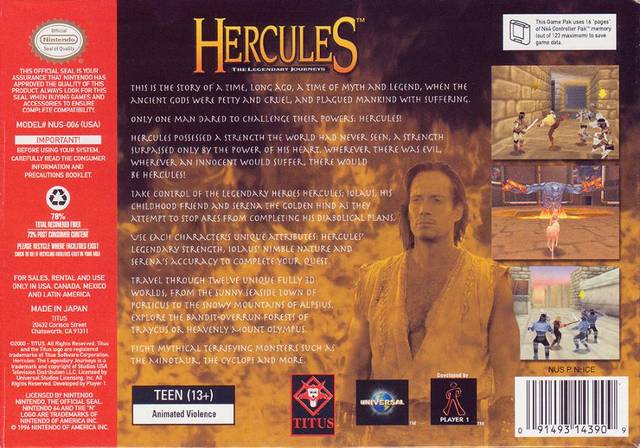 Hercules: The Legendary Journeys - (N64) Nintendo 64 [Pre-Owned] Video Games Titus Software   