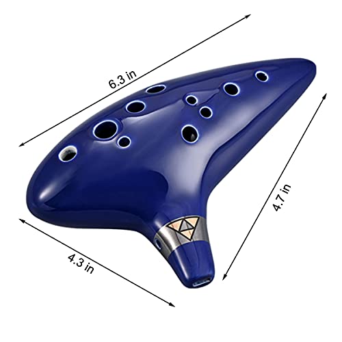 Ocarina 12-Hole Alto C Ceramic Piccolo, Musical Instrument with Display Stand Music Book Neck-Strap Bag Toys LIEKE   