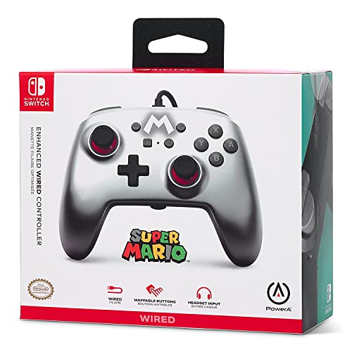 PowerA Enhanced Wired Controller (Mario Silver) - (NSW) Nintendo Switch Accessories PowerA   