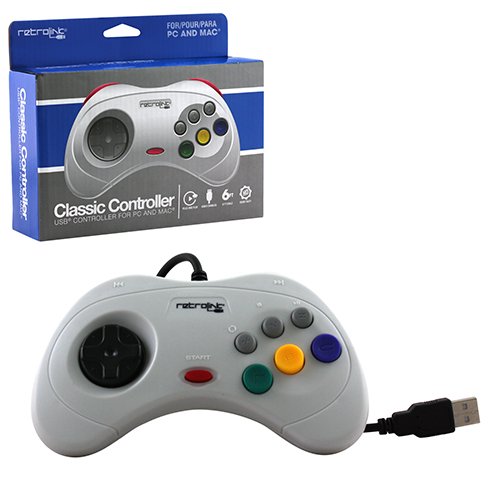 Retrolink USB SEGA Saturn Classic Controller (White) - PC and Mac Accessories Retro-Link   