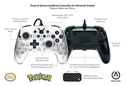 PowerA Enhanced Wired Controller (Pikachu Black & Silver) - (NSW) Nintendo Switch Accessories PowerA   