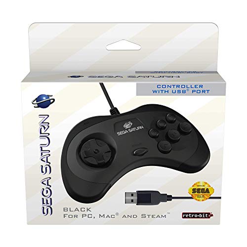 Retro-Bit Official Sega Saturn USB Controller Pad - USB Port (Black) Accessories Retro-Bit   