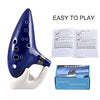 Ocarina 12-Hole Alto C Ceramic Piccolo, Musical Instrument with Display Stand Music Book Neck-Strap Bag Toys LIEKE   
