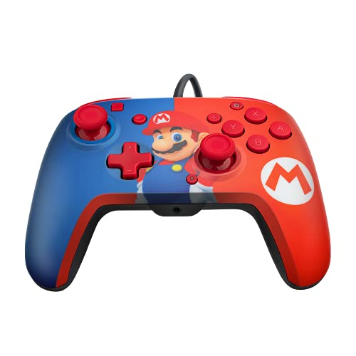 PDP Gaming Mario Wired Pro Controller Faceplate: Blue/Red - (NSW) Nintendo Switch Accessories PDP   