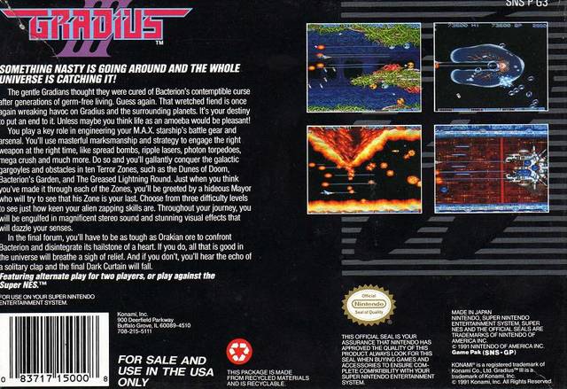 Gradius III - (SNES) Super Nintendo [Pre-Owned] Video Games Konami   