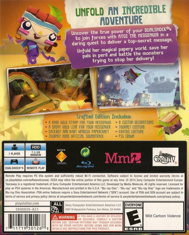 Tearaway Unfolded - (PS4) PlayStation 4 Video Games SCEA   