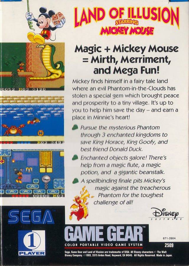 mickey mouse sega game gear Land of Illusion Starring Mickey Mouse - (SGG) SEGA GameGear [Pre-Owne