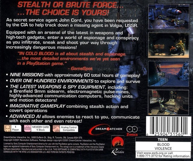 In Cold Blood - (PS1) PlayStation 1 [Pre-Owned] Video Games DreamCatcher Interactive   