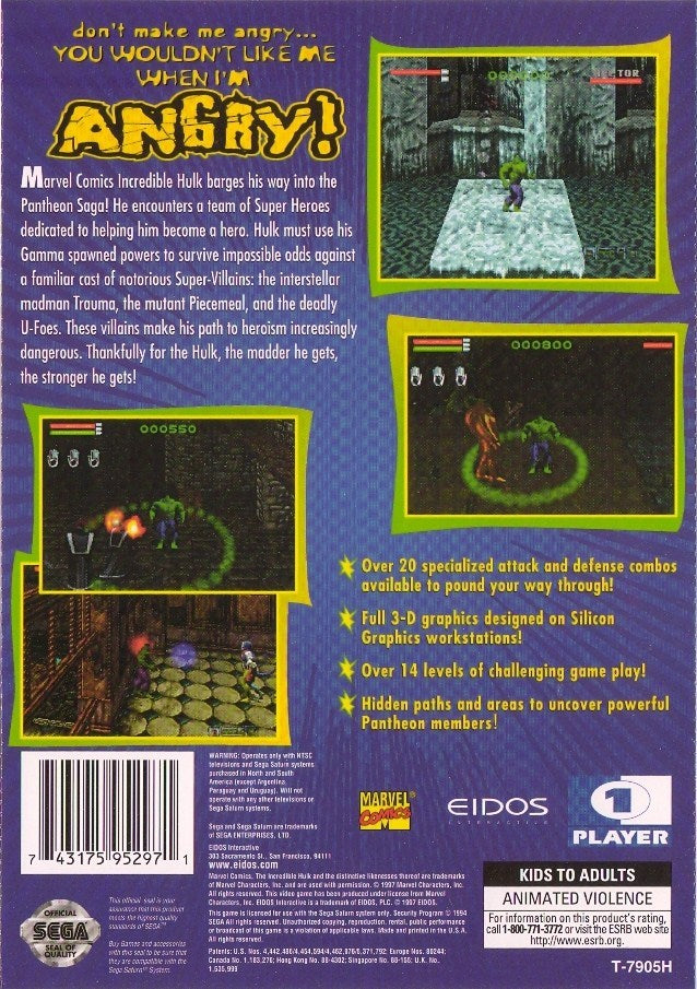 The Incredible Hulk: The Pantheon Saga - (SS) SEGA Saturn [Pre