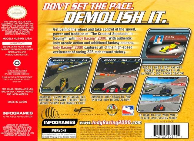 Indy Racing 2000 - (N64) Nintendo 64 [Pre-Owned] Video Games Infogrames   