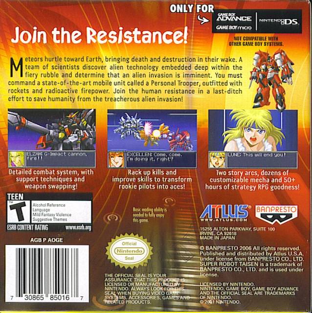 Super Robot Taisen: Original Generation - (GBA) Game Boy Advance [Pre-Owned] Video Games Atlus   