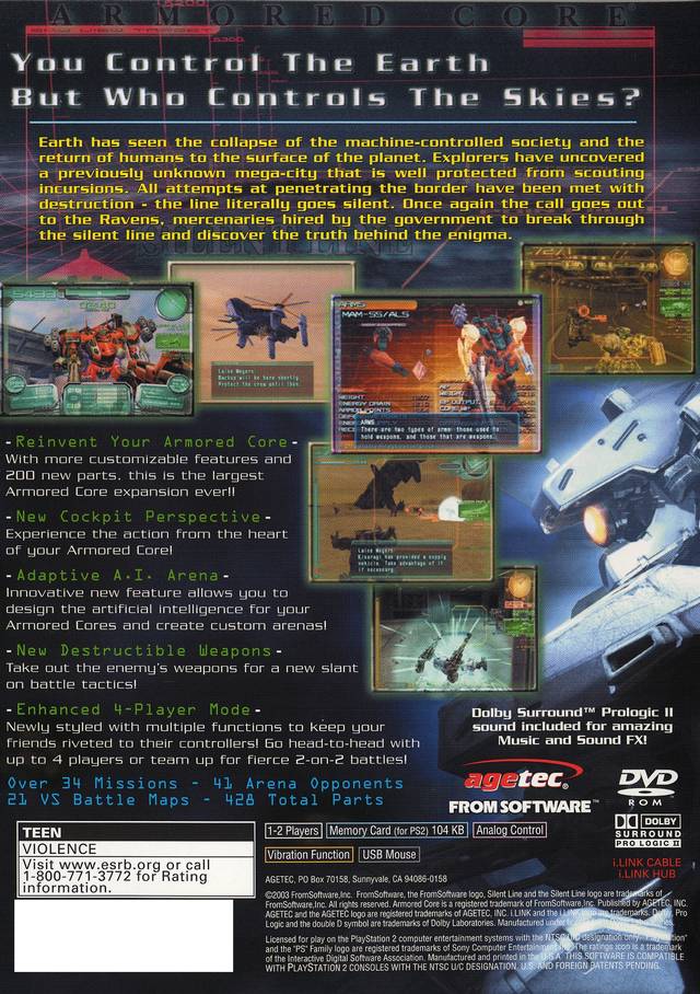 Silent Line: Armored Core - (PS2) PlayStation 2 [Pre-Owned] Video Games From Software   