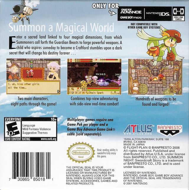 Summon Night: Swordcraft Story - (GBA) Game Boy Advance [Pre-Owned] Video Games Atlus   