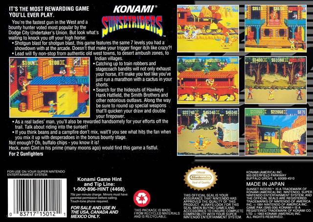 Sunset Riders - (SNES) Super Nintendo [Pre-Owned] Video Games Konami   
