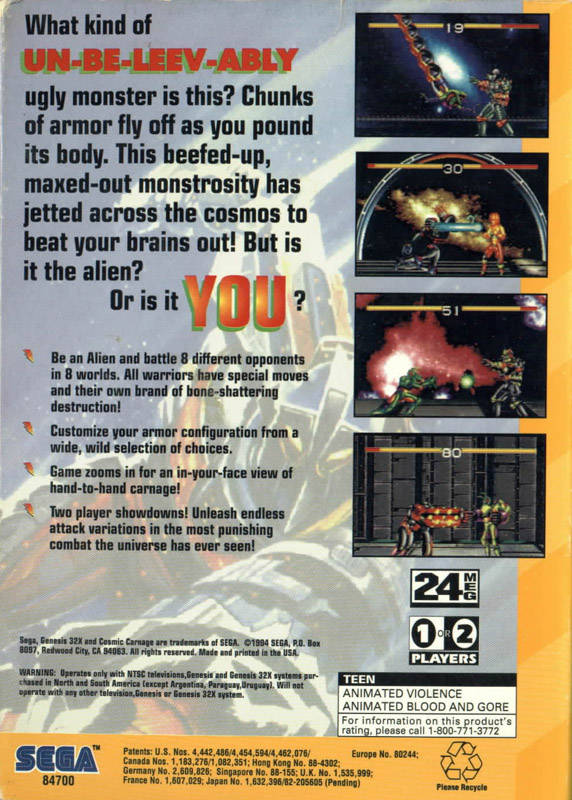 Cosmic Carnage - SEGA 32X [Pre-Owned] | J&L Game