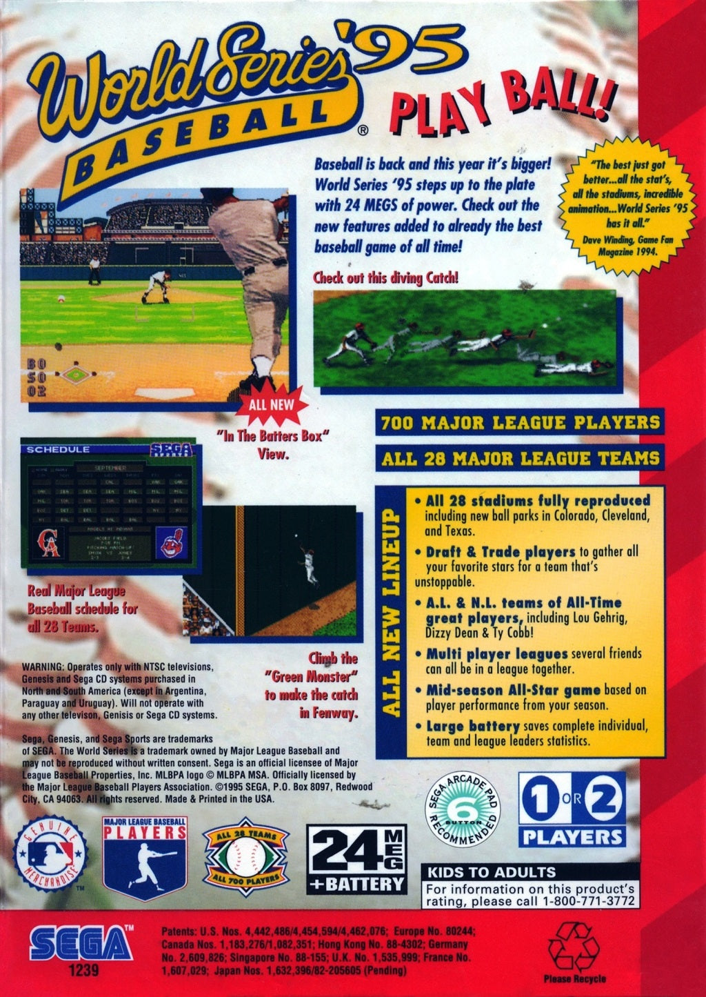 World Series Baseball '95 - (SG) SEGA Genesis [Pre-Owned] Video Games Sega   