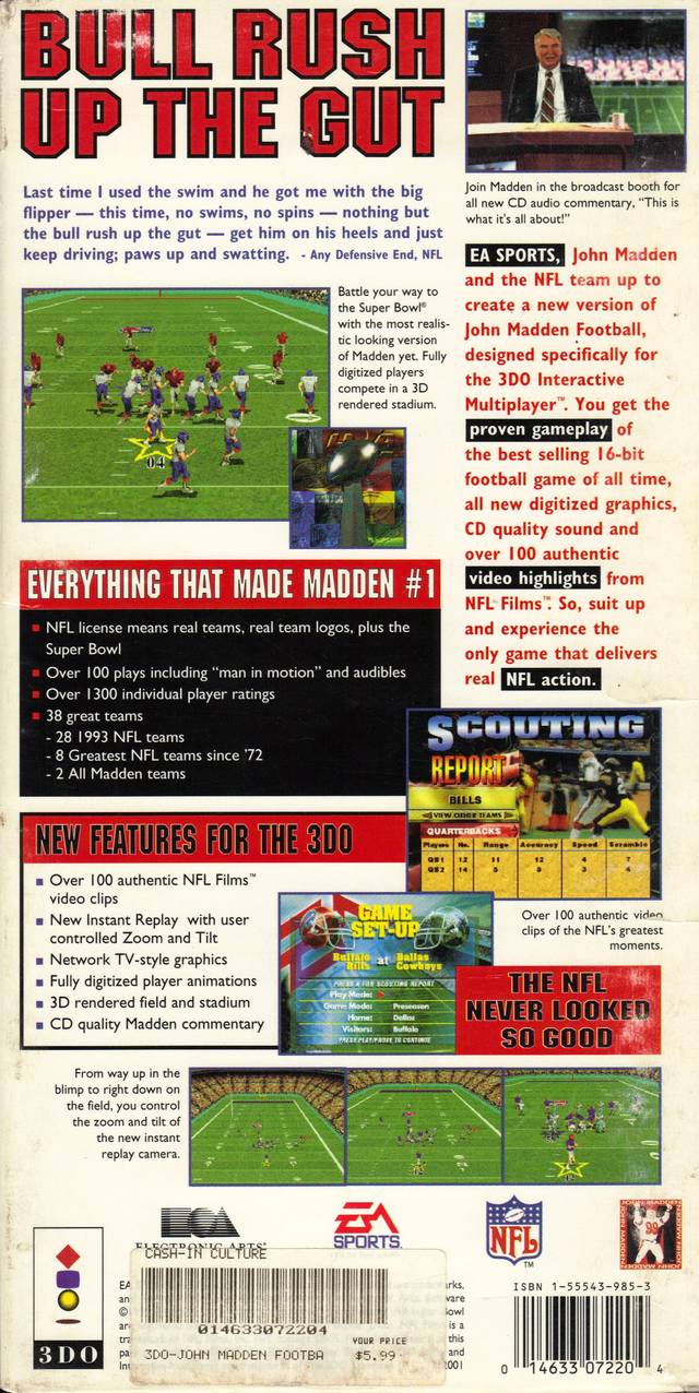 John Madden Football - 3DO Interactive Multiplayer  [Pre-Owned] Video Games EA Sports   