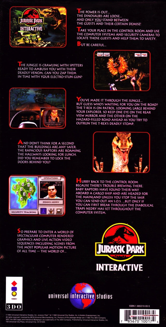 Jurassic Park Interactive - 3DO Interactive Multiplayer  [Pre-Owned] Video Games Universal Interactive   