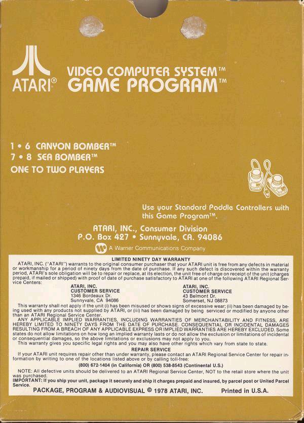 Canyon Bomber - Atari 2600 [Pre-Owned] Video Games Atari Inc.   