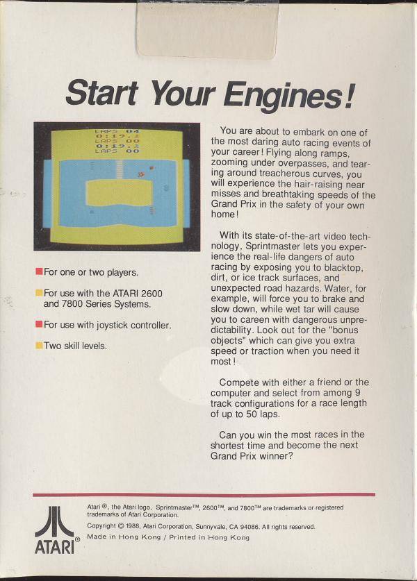 Sprintmaster - Atari 2600 [Pre-Owned] Video Games Atari Inc.   