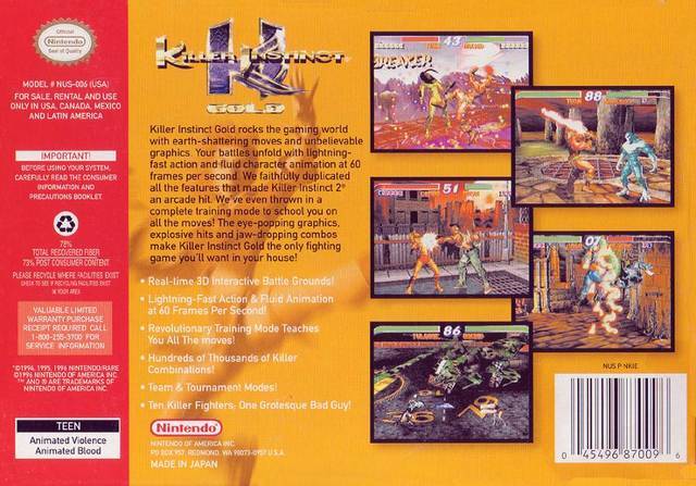 Killer Instinct Gold - (N64) Nintendo 64 [Pre-Owned] | J&L Game