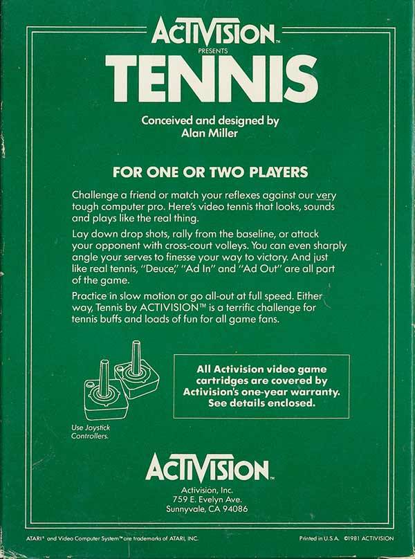 Tennis - Atari 2600 [Pre-Owned] Video Games Activision   