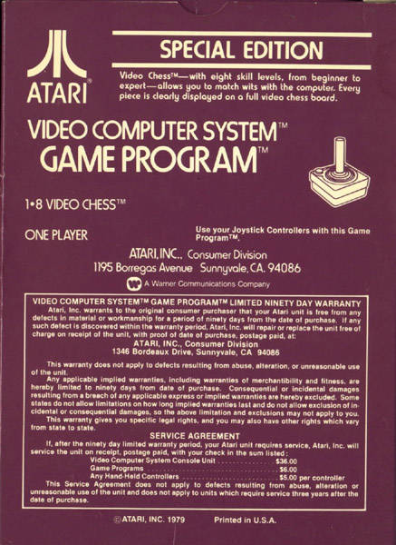 Video Chess - Atari 2600 [Pre-Owned] Video Games Atari Inc.   