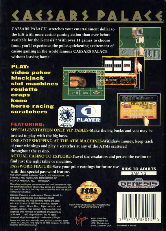 Caesars Palace - (SG) SEGA Genesis [Pre-Owned] Video Games Virgin Interactive   