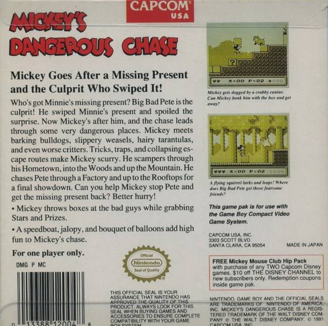 Mickey's Dangerous Chase - (GB) Game Boy [Pre-Owned] Video Games Capcom   