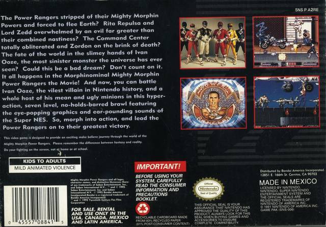 Mighty Morphin Power Rangers: The Movie - (SNES) Super Nintendo [Pre-Owned] Video Games Bandai America Inc.   