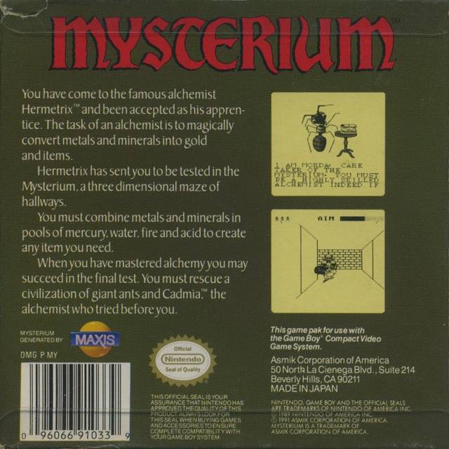 Mysterium - (GB) Game Boy [Pre-Owned] Video Games Asmik Corporation of America   