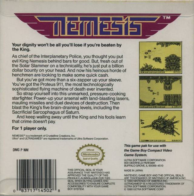 Nemesis - (GB) Game Boy [Pre-Owned] | J&L Game
