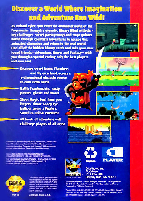 The Pagemaster - (SG) SEGA Genesis [Pre-Owned] | J&L Game