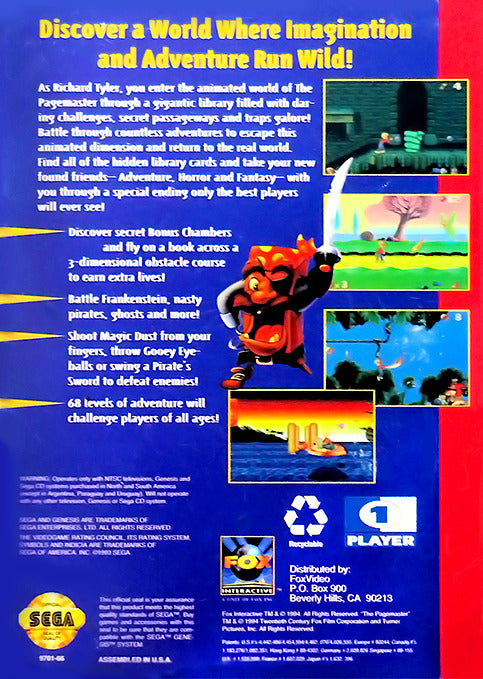 The Pagemaster - (SG) SEGA Genesis [Pre-Owned] Video Games Fox Interactive   