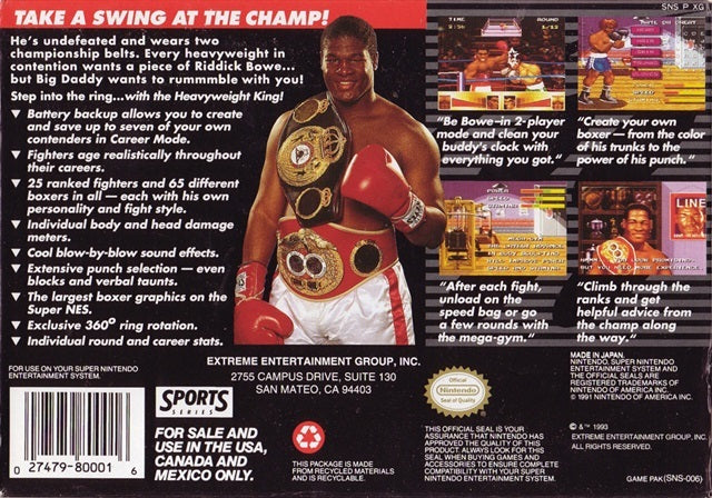 Riddick Bowe Boxing - (SNES) Super Nintendo [Pre-Owned] Video Games Extreme Entertainment Group   