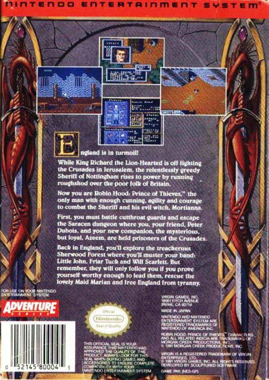 Robin Hood: Prince of Thieves - (NES) Nintendo Entertainment System [Pre-Owned] Video Games Virgin Interactive   