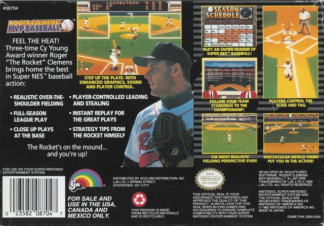 Roger Clemens' MVP Baseball - (SNES) Super Nintendo [Pre-Owned] Video Games LJN Ltd.   