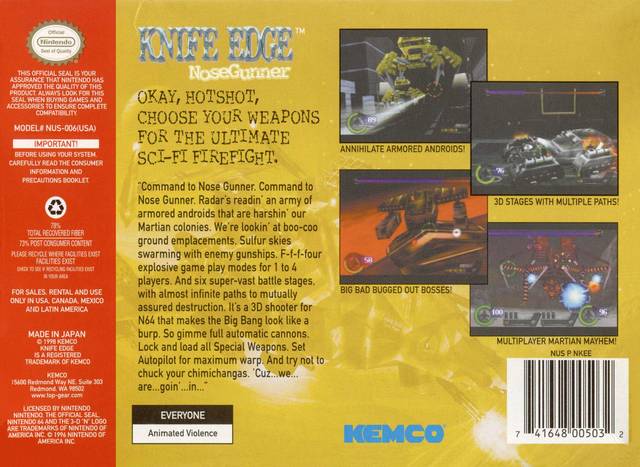 Knife Edge: Nose Gunner - (N64) Nintendo 64 [Pre-Owned] Video Games Kemco   