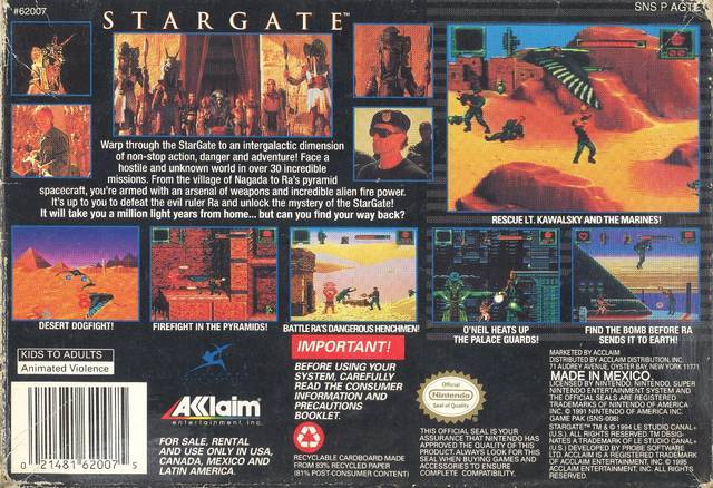 Stargate - (SNES) Super Nintendo [Pre-Owned] Video Games Acclaim   