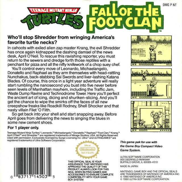 Teenage Mutant Ninja Turtles: Fall of the Foot Clan - (GB) Game Boy [Pre-Owned] Video Games Konami   