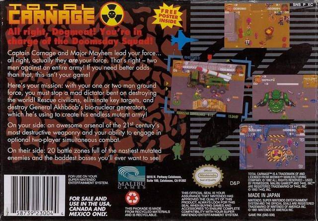 Total Carnage - (SNES) Super Nintendo [Pre-Owned] Video Games Malibu   