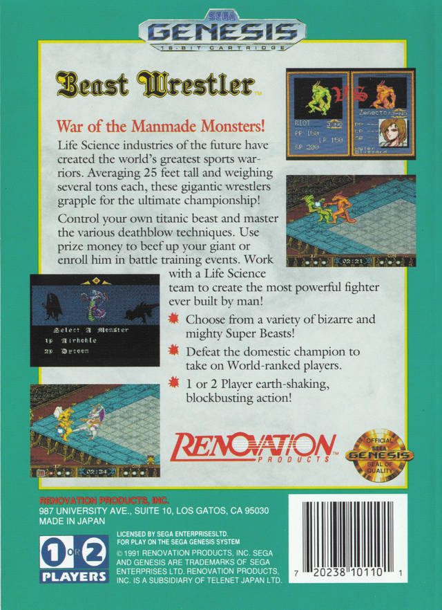Beast Wrestler - (SG) SEGA Genesis [Pre-Owned] Video Games Renovation   