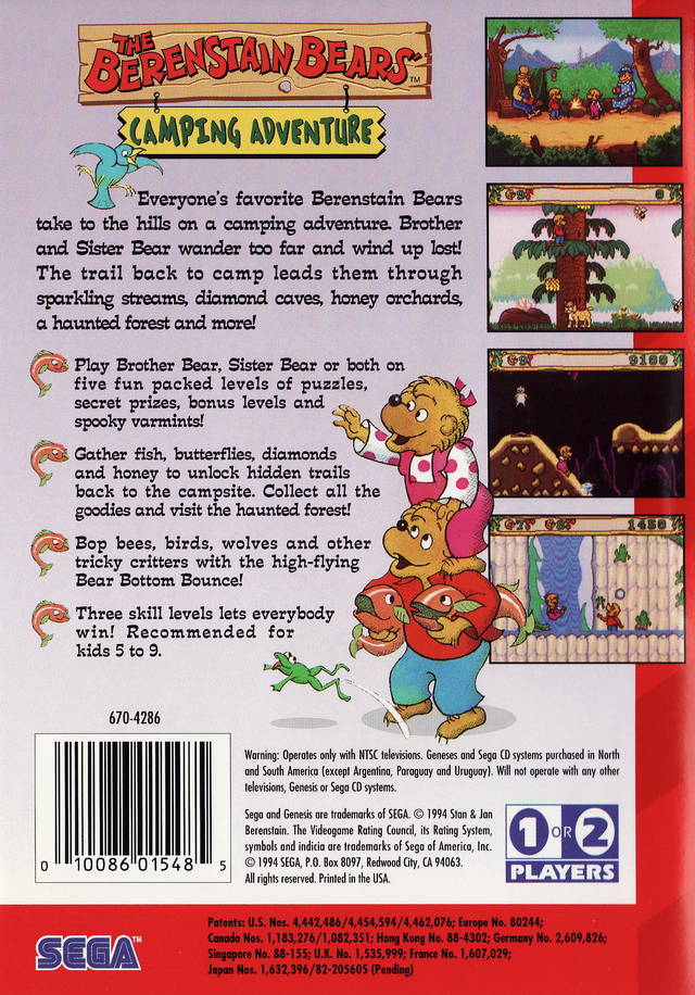 The Berenstain Bears' Camping Adventure - (SG) SEGA Genesis [Pre-Owned] Video Games Sega   