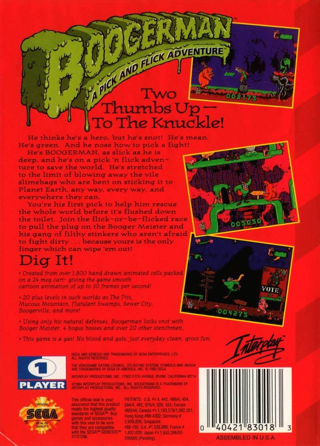 Boogerman: A Pick and Flick Adventure - SEGA Genesis [Pre-Owned] Video Games Interplay   