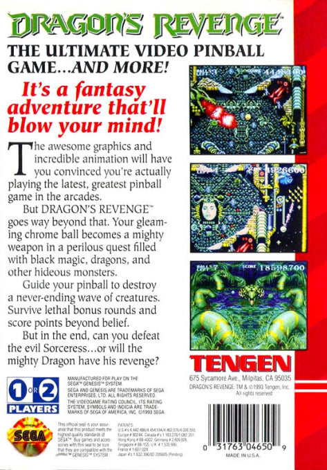 Dragon's Revenge - (SG) SEGA Genesis [Pre-Owned] Video Games Tengen   