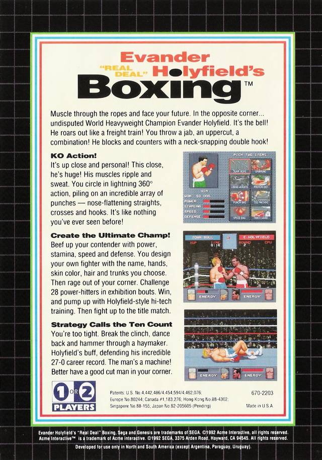 Evander 'Real Deal' Holyfield's Boxing - (SG) SEGA Genesis [Pre-Owned] Video Games Sega   