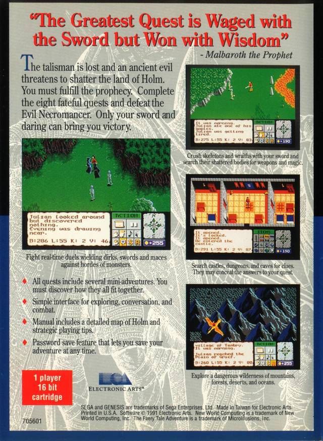 The Faery Tale Adventure - (SG) SEGA Genesis [Pre-Owned] Video Games Electronic Arts   