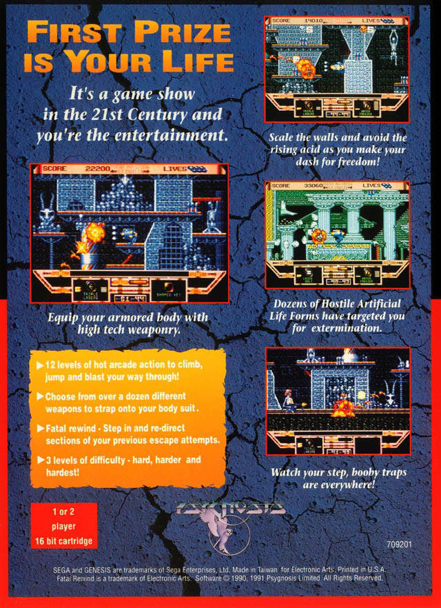 Fatal Rewind - (SG) SEGA Genesis [Pre-Owned] Video Games Electronic Arts   